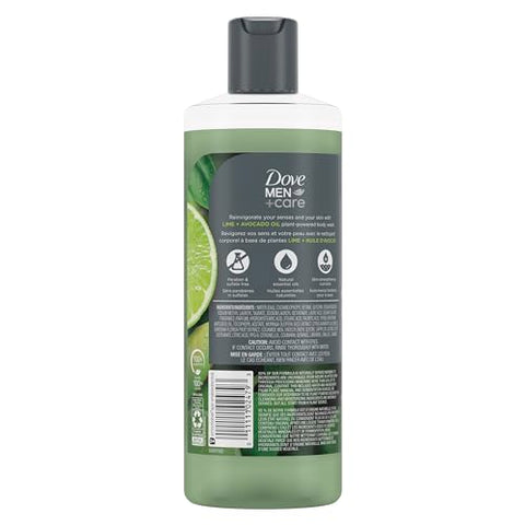 DOVE MEN + CARE - DOVE MEN CARE Sabonete Líquido Limão e Óleo de Abacate 4 Unidades para Reconstruir a Pele no Banho com Agentes de Limpeza e Hidratantes à Base de Plantas 532 ml