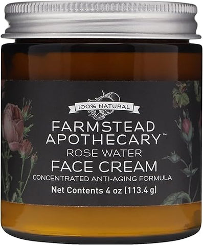 Creme Facial de Água de Rosas Anti-Envelhecimento 100% Natural Farmstead Apothecary 120ml
