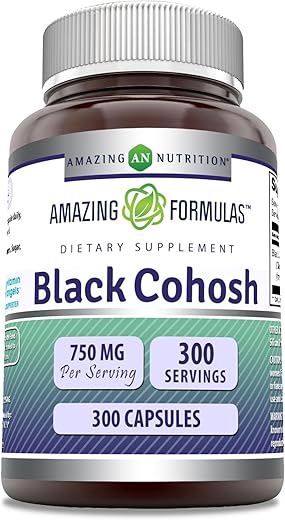 Amazing Nutrition - Amazing Formulas Black Cohosh | 750 mg | 300 Cápsulas | Não-OGM | Sem Glúten | Fabricado nos EUA