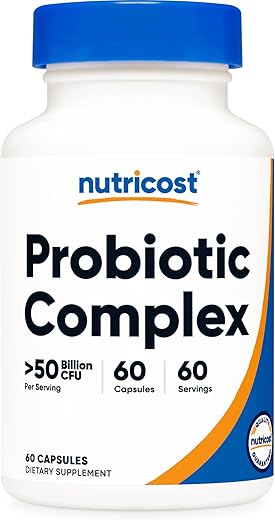 Probiotic Complex – 50 Bilhões UFC, 60 Cápsulas – Probiótico para Homens e Mulheres – Cápsulas Vegetarianas, Livre de Transgênicos, Sem Glúten - Nutricost