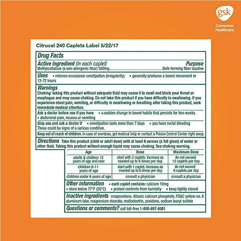 CITRUCEL - Citrucel Fiber Therapy – 240 Cápsulas de Fibra para uma Digestão Saudável