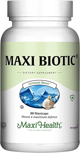 Cápsulas de Extrato de Alho Envelhecido Maxi Biotic (90 Unidades) | Suplemento de Alho Kyolic com Spirulina, Equinácea, Orégano e Enzymax – Antioxidante Natural – Suporte ao Bem-Estar - Maxi Health