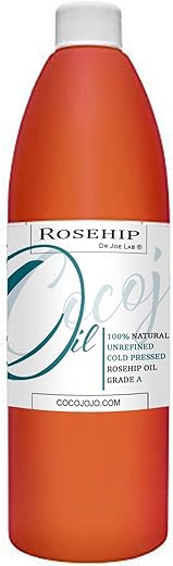Dr Joe Lab - Óleo de Rosa Mosqueta Dr. Joe Lab – 473 ml – 100% Puro Não Refinado Extra Virgem Prensado a Frio Natural para Cabelo Pele Rosto Corpo Unhas Locs e Barba