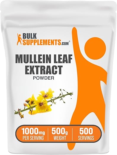 com Extrato de Folha de Verbascum Thapsus – Suplemento de Verbascum – Suporte Imunológico – Sem Glúten, 1000mg por Porção, 500g (1.1 lbs) (Embalagem…) - BulkSupplements