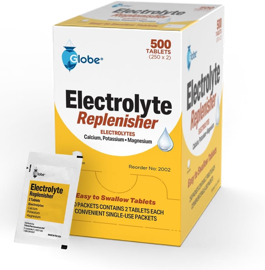 Globe - Globo – 500 Comprimidos Repositores de Eletrólitos para Reidratação, Recuperação de Exercícios, Juventude