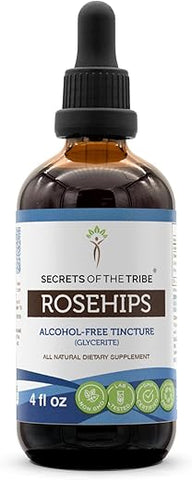 Secrets of the Tribe - Segredos da Tribo Extrato de Rosa Mosqueta, Tintura de Frutas Secas de Rosa Mosqueta (Rosa spp.) Sem Álcool, 120 ml (4 oz)