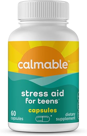 Calmable - Apoio para Alívio do Estresse para Adolescentes – Vegano – Piridoxina B6, L-Teanina – Suplemento Alimentar de Vitaminas – 60 Cápsulas