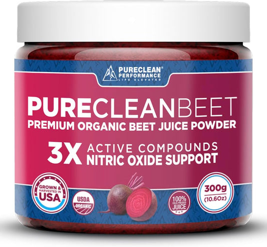 PureClean Performance - Suco de Beterraba em Pó PureClean Beet Premium – Suporte 100% Orgânico ao Óxido Nítrico para Circulação 3X Maior e Resistência Comprovada Clinicamente
