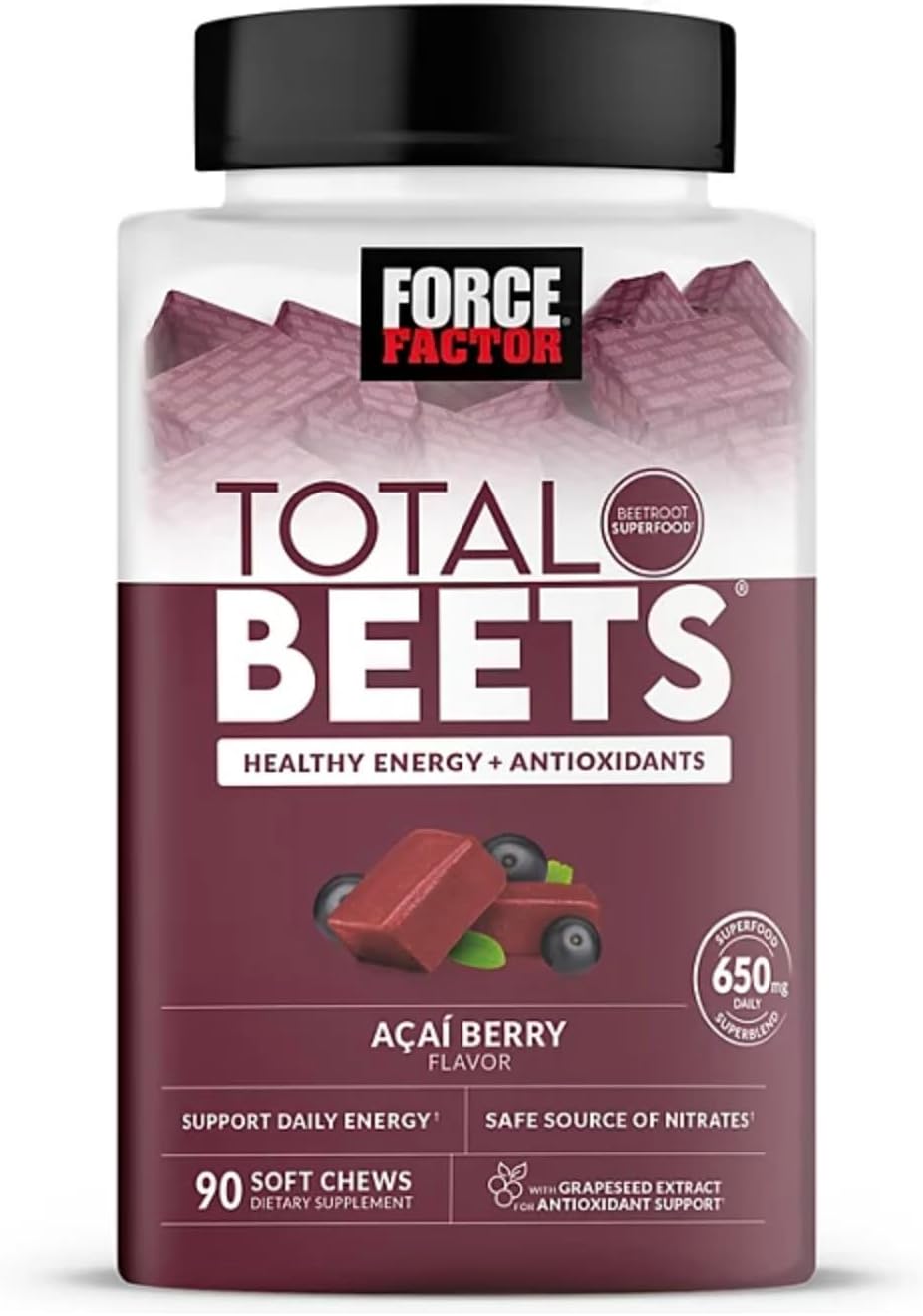 Factor Total Beets – Suplemento Energético Saudável de Beterraba, Pastilhas Macias de Superfood de Beterraba e Açaí (90 unid.) - Bling Pire