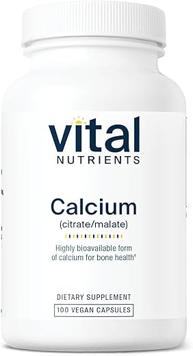 Complexo de Citrato e Malato de Cálcio 150mg | Suplemento Vegano | Suporte à Força Óssea, Muscular e Cardiovascular* | Livre de Glúten, Laticínios e Soja | 100 Cápsulas - Vital Nutrients
