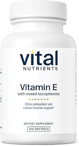 Vitamina E com Tocoferóis Mistos | Suplementos Potentes de Vitamina E Antioxidante para Apoiar a Saúde Cardiovascular* | Livre de Glúten e Lactose | Não-OGM | 100 Softgels - Vital Nutrients