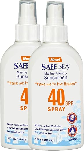 SAFE SEA - Protetor Solar Safe Sea FPS40 Spray. Protetor Solar Ecológico. (40FPS Adultos 120ml) Kit com 2 unidades