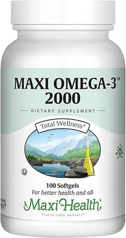 Maxi Health - Óleo de Peixe Ômega 3 – Triplo Forte 2000 mg Suplemento de Óleo de Peixe Kosher – Ômega 3 sem Gosto de Peixe – Suplemento de Ômega 3 sem Arroto – Suplemento de Ácido Graxo Ômega 3 sem Gosto de Peixe com EPA e