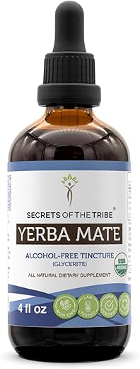 Secrets of the Tribe - Yerba Mate Orgânica Certificada USDA | Extrato sem Álcool, Gotas de Ervas de Alta Potência | Feito com Folha Seca de Yerba Mate Orgânica Certificada (4 Fl Oz (Pack…