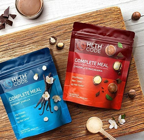 HLTH CODE - HLTH Code – Pó Substituto de Refeição Completo | Alto Teor de Proteína | Sabor Cremoso de Baunilha | 15 Porções