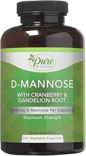 600mg D-Mannose Cápsulas Veganas com Cranberry – Saúde Urinária - Pure By Nature