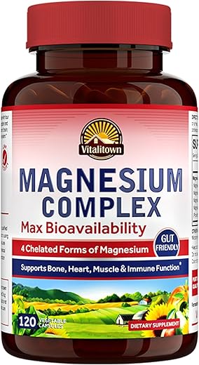 VITALITOWN - Vitalitown Magnesium Complex 500mg – Máxima Absorção Quelato de Magnésio Glicinato, Malato, Taurato | Vitalitown