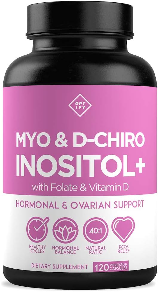Optify - Suplemento Premium de Inositol – Myo-Inositol e D-Chiro Inositol + Ácido Fólico e Vitamina D – Proporção Ideal 40:1 – Equilíbrio Hormonal