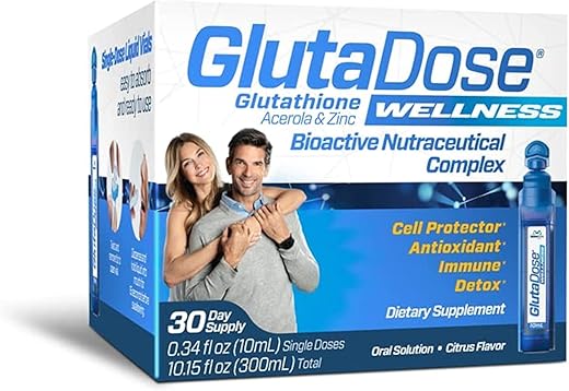 GlutaDose - Suplemento Líquido de Glutationa – Energético de Acerola com Sabor de Limão e Frutas Vermelhas, Enriquecido com Zinco – Vitamina Combinada