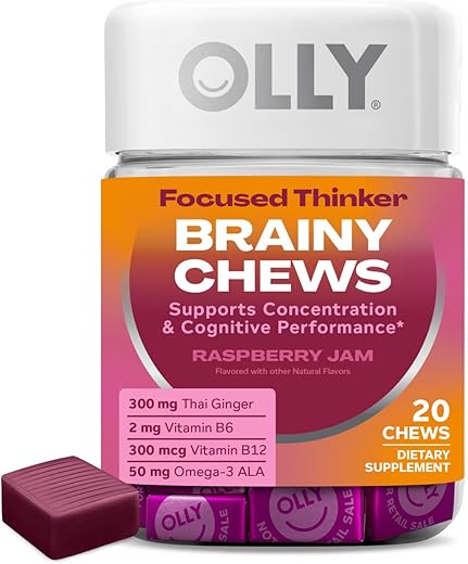 Focused Thinker Brainy Chews – Ômega-3 ALA, Vitaminas B6 – 60 gomas - OLLY