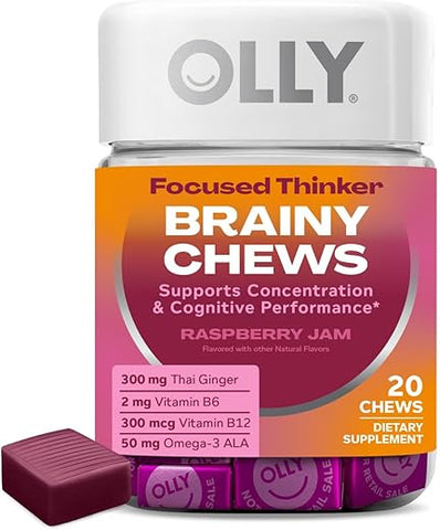 Focused Thinker Brainy Chews – Ômega-3 ALA, Vitaminas B6 – 60 gomas - OLLY