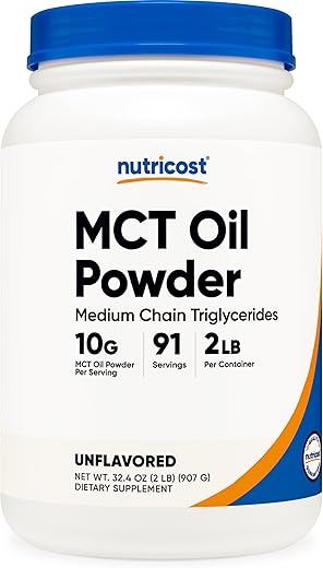 MCT Oil Powder 907g – Ideal para Cetose e Dietas Cetogênicas – Zero Carboidratos Líquidos – Livre de Transgênicos e Glúten - Nutricost