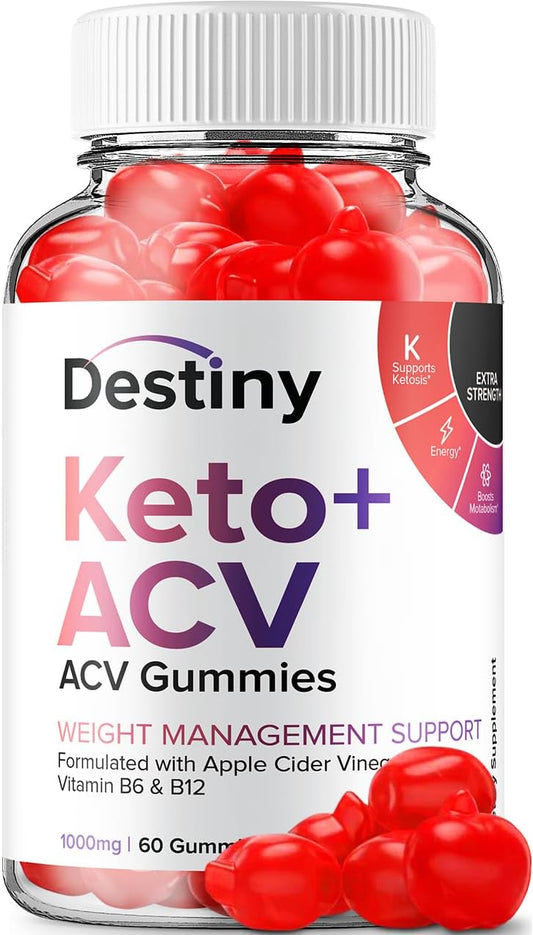Indelo - Destiny Keto ACV Gummies – Fórmula Avançada Destiny Keto Plus, Gerenciamento de Peso, Suplemento Alimentar ACV Destiny para Homens e Mulheres (60 Gummies)