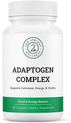 2nd Springs - Adaptogen Complexo Calmante, Energia e Vitalidade – Ashwagandha, Schisandra, Astragalus, Ginseng, Rhodiola e Mais – Promove Equilíbrio, Foco e Bem-Estar Geral – 60 Ct
