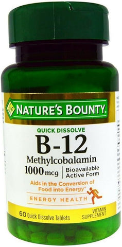 Nature's Bounty - Nature’s Bounty B-12 1000 mcg Microlozenges 60 un (Pacote com 6) – Aumente sua energia com a vitamina B-12