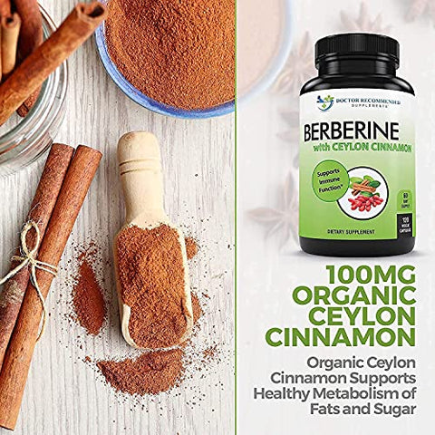 DOCTOR RECOMMENDED SUPPLEMENTS - Berberina com Canela do Ceilão – 1200mg. Recomendado por médicos