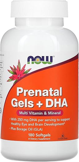 NOW Foods - NOW Supplements, Prenatal Gels DHA com 250 mg de DHA por porção, mais Óleo de Borragem (GLA), 180 Softgels