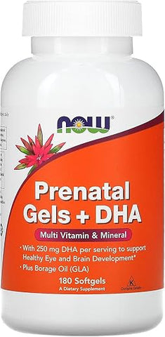 NOW Foods - NOW Supplements, Prenatal Gels DHA com 250 mg de DHA por porção, mais Óleo de Borragem (GLA), 180 Softgels