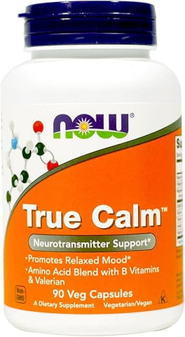 NOW Foods - Now Foods True Calm Amino Relaxer 90 Cápsulas Vegetais 2 Pacotes – Fórmula Relaxante com Aminoácidos