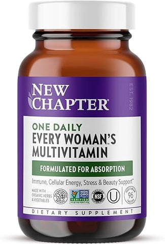 Multivitamínico Feminino para Imunidade, Beleza e Energia com 20 Nutrientes — Diário para Mulheres, Suave no Estômago, 96 Comprimidos - New Chapter