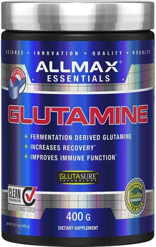 L-Glutamina em Pó, Fórmula de Recuperação Muscular, Sem Glúten, Vegano, 400g - ALLMAX Nutrition