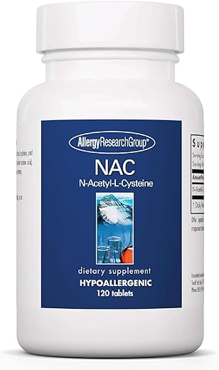 NAC – N-Acetil-L-Cisteína, Precursor de Glutationa, Suporta a Função Imunológica, Eliminação Saudável de Muco, Aminoácido Livre, Hipoalergênico – 120 cápsulas - Allergy Research Group
