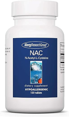 NAC – N-Acetil-L-Cisteína, Precursor de Glutationa, Suporta a Função Imunológica, Eliminação Saudável de Muco, Aminoácido Livre, Hipoalergênico – 120 cápsulas - Allergy Research Group