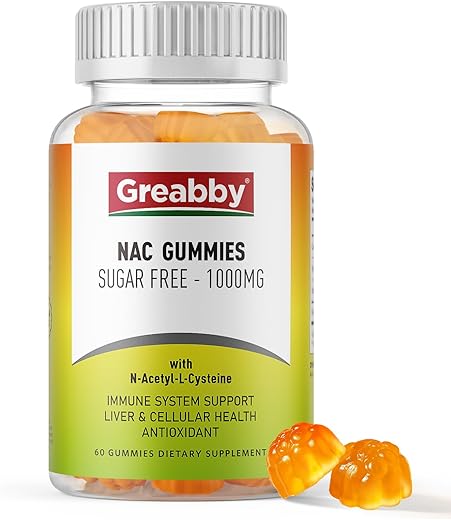 GREABBY - NAC Gummies Sem Açúcar, Suplemento NAC 1000mg para Antioxidantes, Pulmão | Marca NAC Gummies