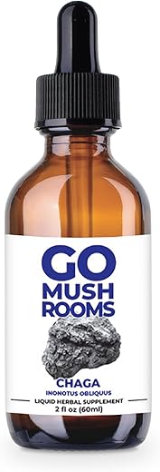 GO Mushrooms - Chaga Tincture – Suplemento de Corpo Frutífero de Cogumelo Extraído em Dual para Apoiar o Sistema Imunológico – Rico em Nutrientes de Chaga