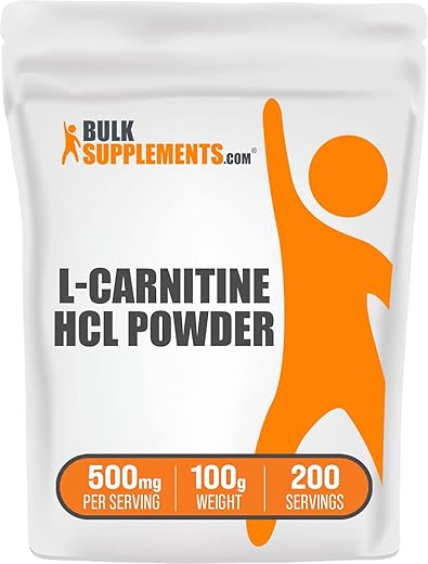 com L-Carnitine HCl em Pó – Suplemento de Carnitina, Pó de Carnitina, L-Carnitina 500mg – Sem Sabor - BulkSupplements