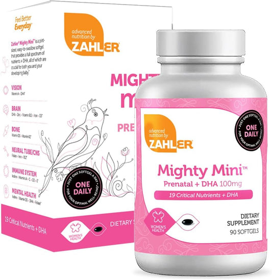 Mighty Mini Vitamina Pré-Natal com DHA – Fortaleça sua saúde durante a gravidez - Zahler