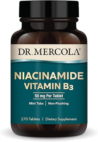 Niacinamide Vitamina B3, 90 Porções (270 Comprimidos), Suplemento Alimentar, Mini Comprimidos, Não Causa Rubor, Suporta Saúde Metabólica, Não-OGM - Dr. Mercola