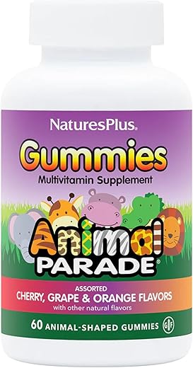Animal Parade Multivitamínico Infantil – 50 Gomas em Formato de Animais – Cereja e Uva – Marca Natures Plus - Natures Plus
