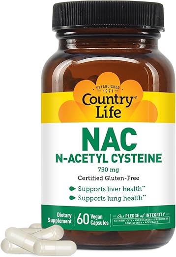 NAC (N-Acetil Cisteína), 750 mg – 60 Cápsulas Vegetarianas | Comprar Online | Marca Country Life - Country Life