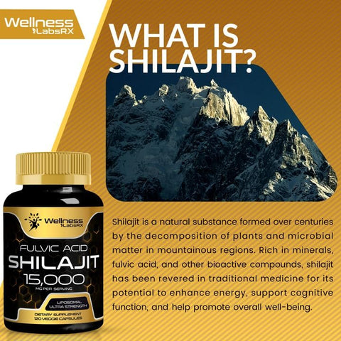 WELLNESS LABSRX - Shilajit Puro Himalaia Orgânico Cápsulas 240 Unidades – 15.000mg – Shilajit para Homens – Marca Shilajit
