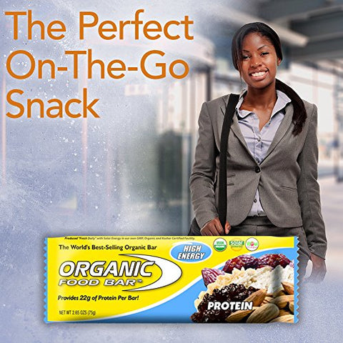 Organic Food Bar - Barra de Proteína Orgânica Vegana, 22g de Proteína (Embalagem com 12 unidades, 74g cada)
