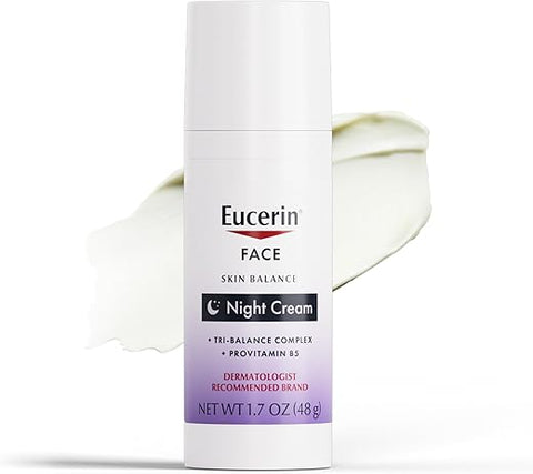 Creme Noturno Eucerin Skin Balance para Pele Sensível, Hidratante Facial com Complexo Tri-Balance, Frasco de 50ml