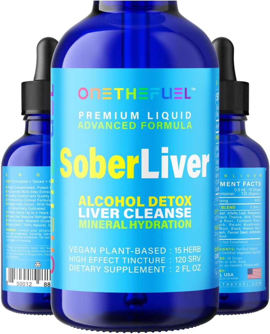 ONETHEFUEL - Sober Liver 60ml – Limpeza e Desintoxicação do Fígado à Base de Plantas para Apoio à Hidratação Natural e Saúde do Fígado com Reishi, Cardo de Leite e Rodiola – Vegano – 15 Ervas Absorção Rápida