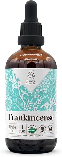 Garden Organics - Frankincense Orgânico USDA | Extrato Livre de Álcool, Gotas Herbais Orgânicas, Suplemento, Bom Humor, Sistema Imunológico | Tintura Feita de Frankincense Orgânico Certificado 100%