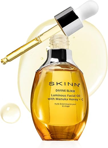 Óleo Facial Luminoso – Óleo Facial para Clarear, Firmar e Hidratar – Óleo Hidratante para Anti-Envelhecimento e Pele Seca para Reduzir Linhas Finas e Rugas – Vitamina C e Manuka – 30ml - SKINN